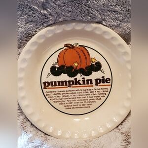 Vintage Mount Clemens Pottery 11” Pumpkin Pie Recipe Deep Dish Ceramic Pie Plate